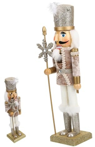 Cabilock Schiaccianoci Natalizio in Legno Con Decorazioni Dorate Ornamentale Per Tavolo Addobbi Natalizi in Stile Tradizionale Per Casa e Ufficio