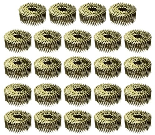 uxcell 7200 Count Siding Nails 2 x 0.091 15-Degree Ring Shank Full Round Head Collated Wire Coil for Lath and Sheathing Materials