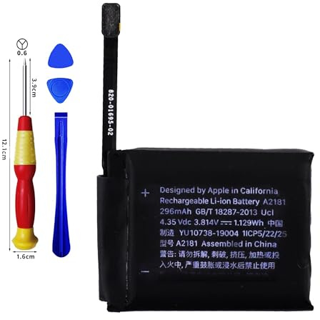 Vvuilsty A2181 Batterie de Rechange Compatible avec Apple Watch Series 5 Gen 44 mm/Watch SE 44 mm, avec Kits d'outils de réparation