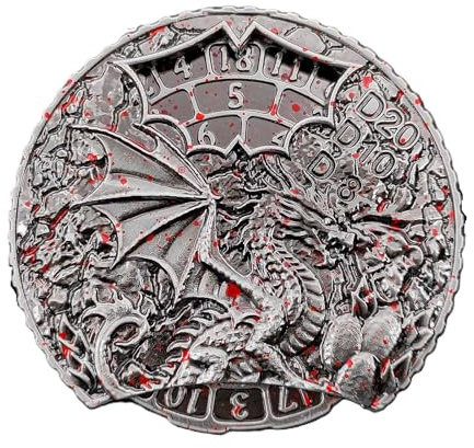7 in 1 Fidget Spinner Würfel Set für DND, Neuheit Winged Flying Dragon Metal Roulette D&D Würfel mit Geschenkbox, Dungeons und Drachen RPG Rollenspiel Würfel Bloody