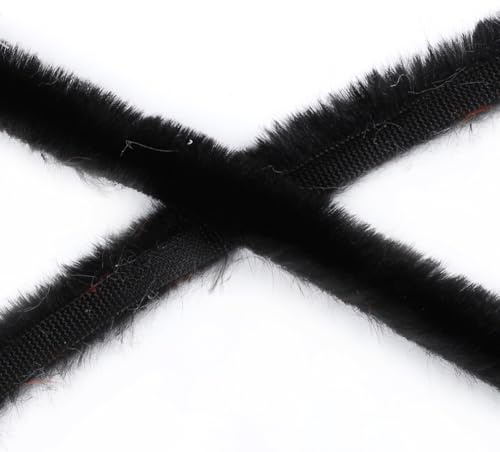 Wisafory Nastro in pelliccia sintetica, 1 cm, in pelliccia sintetica di coniglio, per accessori per costumi, albero di Natale, decorazione per vestiti, colore nero, 10 m
