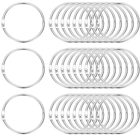 PATIKIL 2 x 2.2 Loose Leaf Binder Rings, 60 Pcs Metal Book Rings Nickel Keychain Ring for Paper Index Cards Flash Card Notebook Rings Office Home Book Binder, Silver Tone