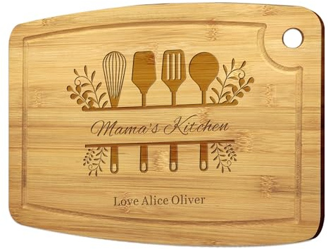 Personalised Chopping Board Mothers Day Gifts Custom Cutting Board Bamboo Cheese Board Gifts for Mum Grandma Nana Mummy Personalised Gifts Mothers Day Birthday Christmas (Design 2)