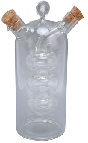 Asixxsix Dispensador de Aceite de Oliva y Vinagre, Botella de Aceite y Vinagre de Vidrio 2 en 1, Aceitera y Vinagrera, Botella de Aceite de Oliva de Vidrio Transparente con Tapón de
