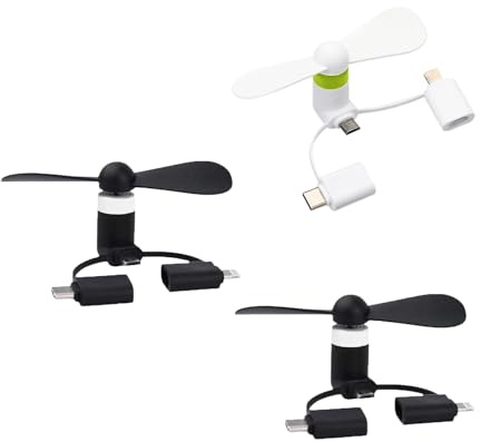 GERUI Mini Phone, 3 in 1, ventilatore per cellulare, compatibile con smartphone/tablet, 3 pezzi