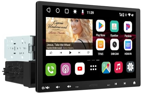 ATOTOZONE S8 MS 10.1 inch QLED Floating Screen Android Car Stereo, Built-in 4G LTE, Wireless CarPlay/Android Auto, Single/Double Din, ChatGPT AI Voice, 36-Band DSP, Bluetooth, Sat Nav Head Unit