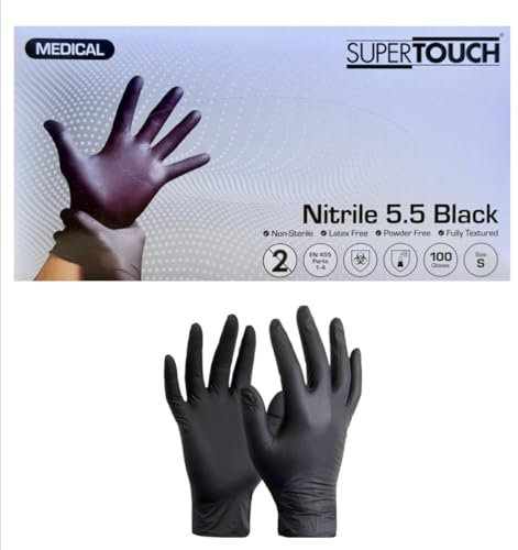 NM BEAUTY Nitrile Black Gloves Size Small, Medium, Large- Quantity 100Pcs and 1000pcs Full box For Tatto, Medical, Barber Shop and Medical Use Black, Small- 1Box (100 Gloves)