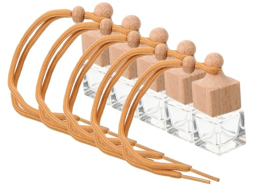 MAGICLULU 5 Stück-pack Auto Parfümflaschen Anhänger 8 Ml Glas Quadratisch Hängendes Design Nachfüllbar für Auto Innenraum Langlebig Elegantes Aromatherapie Zubehör