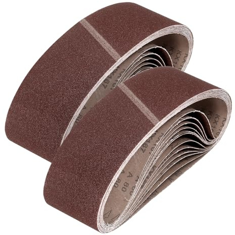 QUARKZMAN 152mm x 1220mm Nastri Abrasivi, 80Pz 80 Grana Carta Vetrata per Levigatrice Ossido di Allumina Per Lavorazione Legno, Lucidatura Metalli, Affilatura Coltelli
