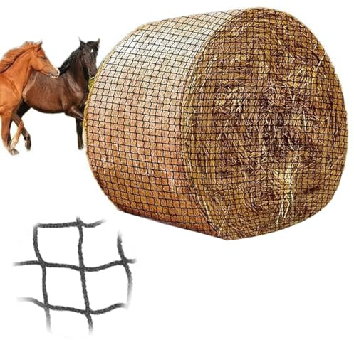Heunetz Rundballen,Durchmesser 120 cm,Höhe 120 cm (4x4 FT) Verschleißfestes Heunetz für Pferde Rundballen Durchmesser,Maschenweite 4x4cm,Rundballennetz für Heuraufe geeignet,Heuballennetz engmaschig