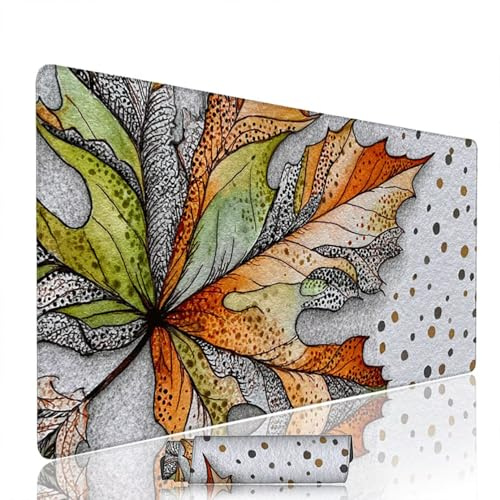 Tapis de Souris Abstrait sous Main Bureau Tapis de Souris Gaming XXL 1200x600x3mm Mouse Pad Caoutchouc Feuilles Grand sous Main Gamer Accessoires PC Antidérapant et Imperméable, pour Clavier w-6035