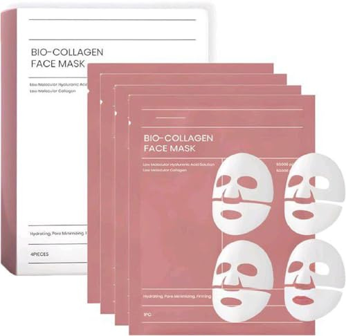 Bio Collagen Face Mask (4pcs), Hydrogel Overnight Face Mask for Hydration & Soothing, Hydrogel Collagen Facial Mask, Face Facial Masks Skincare