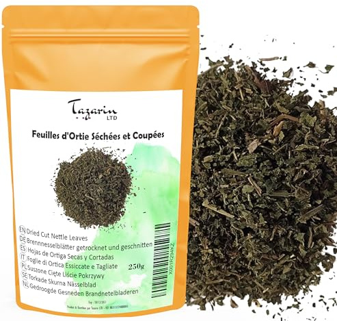 Tisana Ortica 250g, Foglie di Ortica Essiccate e Tagliate per Tè, Urtica dioica, Infusi Detox e Rimineralizzanti - Erbe per Tisana e Infuso – 100% Naturale, Puro e Senza Additivi – TazarinLtd