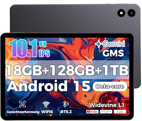 RebotAi 2026 Tablet 10 Pollici Android 15 con con Gemini AI, 18GB RAM + 128GB ROM (TF/1TB), Octa-Core 2.0 GHz,Widevine L1, OTG, 5G WiFi 6, Bluetooth 5.2,tablet con stilo