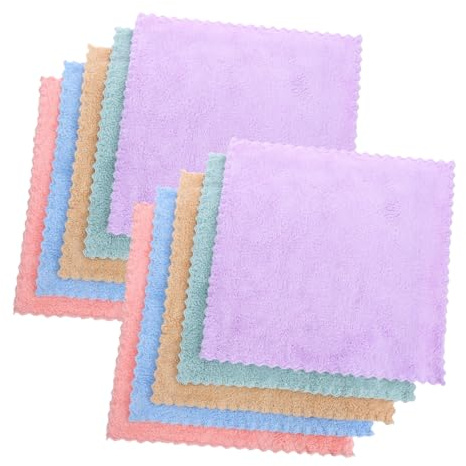 Beavorty 10 Pcs Coral Fleece Face Towels 30x30cm, Superfine Fiber Makeup Remover Cloths, Soft Square Washcloths for Bathroom and Shower Use, Multipurpose Face Cleansing Towels for Women