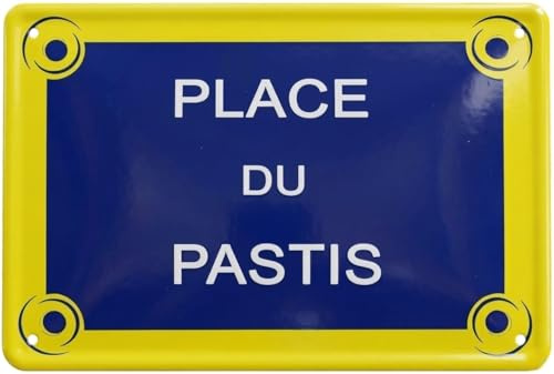 Metallschild Straßenschild Vintage aus Metall Place du Pastis – Wanddekoration Retro-Stil – originelle Geschenkidee für Damen und Herren – Bar- und Küchenzubehör – 20 x 30 cm