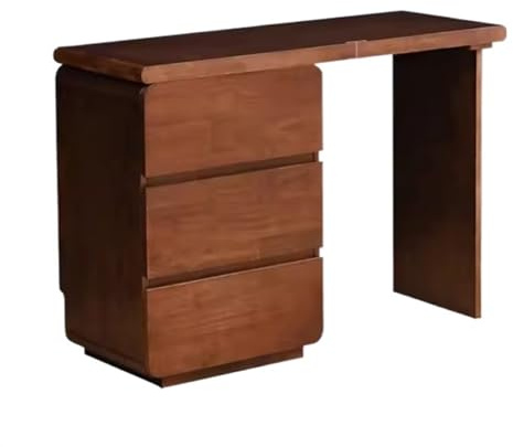 Kompakt fåfänga Sminkbord Massivträ Kommod Enkel Modern Flernivåskåp Integrerad flyttbar hörnbyrå Utrymmesbesparande(Walnut,Små)