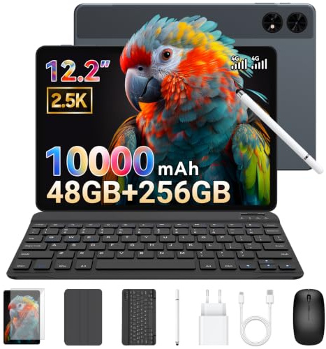 TABWEE 12 Pouces Tablette avec Clavier, 48 Go+256 Go, 10000 mAh | 1600*2400 QHD+, Widevine L1, Android 16, 16 MP+8 MP, Gemini AI , GPS Intégré, Tablette avec Carte Sim (Garantie de 4 Ans)