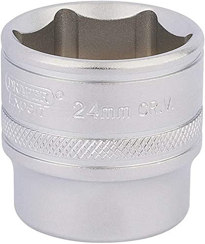 Draper Expert HI-TORQ® 6 Point Impact Socket | 3/8 Square Drive 24mm Deep Spark Plug Socket | 17546, Blue