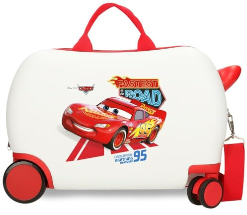 Joumma Disney Good Mood Cabin Suitcase vit 33 x 50 x 20 cm 34 x 55 x 20 cm styv ABS kombinationslås sida 28,4 l 2 kg 4 dubbelhjul bagage handbagage, Bilar, 41 centimeters, barn resväska