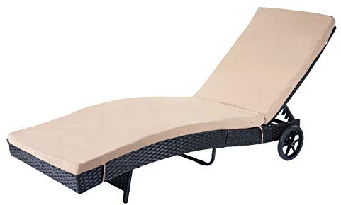 Mendler Sonnenliege HWC-D80 Poly-Rattan - anthrazit, Kissen beige | Gartenliege, Relaxliege, Liege