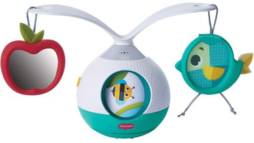 Tiny Love 2-in-1 Tummy Time Musical Mobile, 360° Rotating Baby Mobile with Music & Lights, 0+ Months, Portable Baby Musical Toy, 3 Music & Sound Modes, Meadow Days
