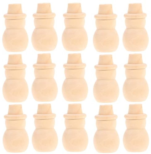 Amosfun 20 Stücke Holzfiguren zum Bemalen und Basteln Figurenkegel Holz Schneemann Figur Tannenzapfen Weihnachtsbaum DIY Tortenfigur Spielfiguren Holzkegel für Weihnachten Tortendeko