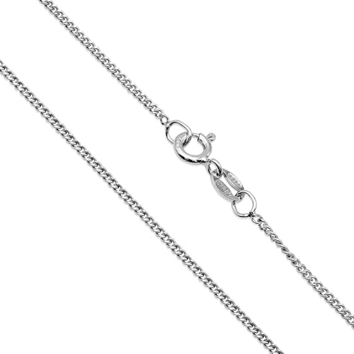 Aka Gioielli® - 925 Sterling Silber Rhodiniert Panzerkette 1,3mm - Damen Halskette Längen: 35 40 45 50 55 60 65 70 80 cm