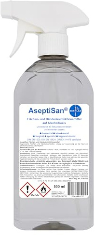 Desinfektionsmittel AseptiSan 500 ml Sprühflasche | Flächen- & Händedesinfektion – zertifiziert nach EN 1500 & EN 14476 – BAuA-Nr. N-87135 – Made in Germany