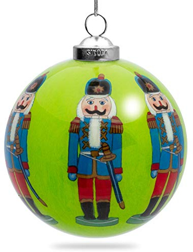 SIKORA K08-25 Nussknacker Glaskugel Weihnachtskugel Innenglasmalerei D: 7,5 cm