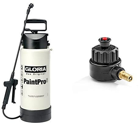 Gloria Drucksprüher PaintPro 5, 5L, Ölfest für Grundierungen, Farben, Lacke auf Wasserbasis & Überdruckventil, mit Kompressoranschluss für alle 3-8 L Kunststoffgeräte außer Hobby Exclusiv