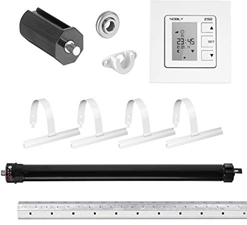 NOBILY Rolladen-Komplett-Set f. 40mm Achtkantwelle Mini-Rolladenmotor 13Nm + Rolladen Zeitschaltuhr ZS2 + Mechanik-Set bis zu einer Gesamtlänge von 1.50 Meter