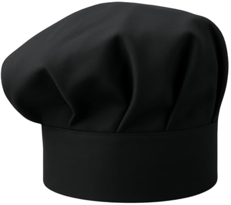Pet-Jos Kochmütze Unisex Kochmütze aus Baumwolle Küche Chef Hotel Restaurant Gastro-Hüte Einstellbar für Männer, Frauen, Kochen, Schwarz