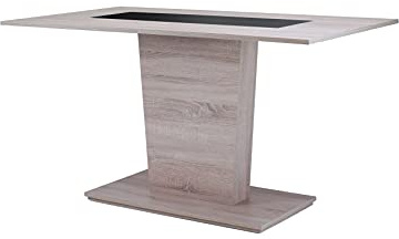 byLIVING Säulentisch Vienna, Moderner Küchentisch in Eiche-Optik | Einlage schwarz oder weiß montierbar, Kleiner Esstisch, B 110, H 75, T 70 cm