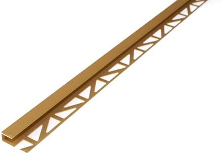 Dalsys Übergangsprofil Abschlussprofil 200cm für 8mm Belagsstärke, zum Einfliesen, aus Aluminium, Gold