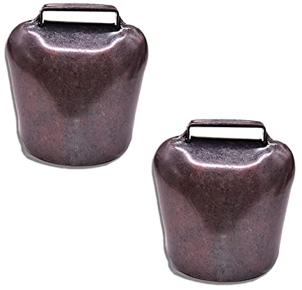 Yuemuop 2 Stück Kuhglocke mit Schwengel aus Eisen, Kuh Pferd Schafe Glocke, Kuhglocke Antike Eisen Glocke für DIY Basteln Handwerk Bronze Anruf Glocken Party Dekoration(6,3 x 4,8 x 3 cm 62g)