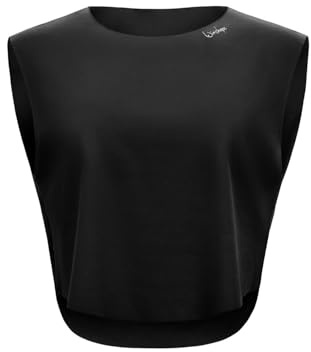 WINSHAPE Top da Donna Leggero e Morbido Cropped Aet115ls Maglietta da Yoga, Nero, XS