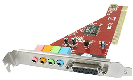 Ruilogod Computadora PC 4 Canal 15 Pin Hembra PCI Audio Tarjeta de Sonido estéreo Rojo