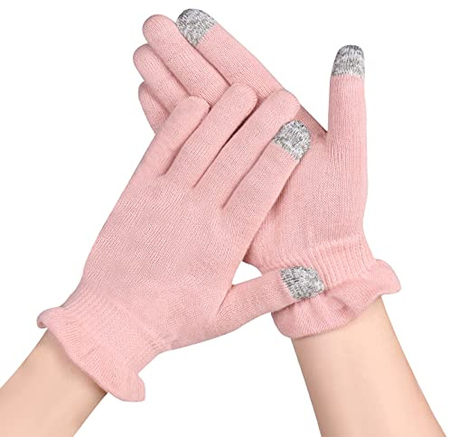 AovYoo Moisturizing Cotton Gloves Touchscreen for Dry Hands Eczema, S | 100% Cotton, Touchscreen Fingertips, Breathable Mesh Knitted, Skin-Friendly Elastic Cuff, Ideal for Overnight Spa & Cracked