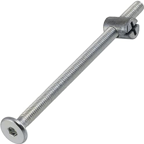 AERZETIX - C65819 - Satz von 50 Flachkopfschrauben + 50 geschlitzte klötze/angeln M6x100 mm - bolzen mit mutter - aus stahl - silberfarben - verbindungsbeschläge für schreinerei holzmöbel MDF schrank