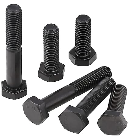 moaupr M12-Außensechskantschrauben, Schwarze hochfeste mechanische Sechskantschrauben aus legiertem Stahl, Stellschrauben, Maschinenschrauben, (Half Threaded) M12×100mm,3 Pcs