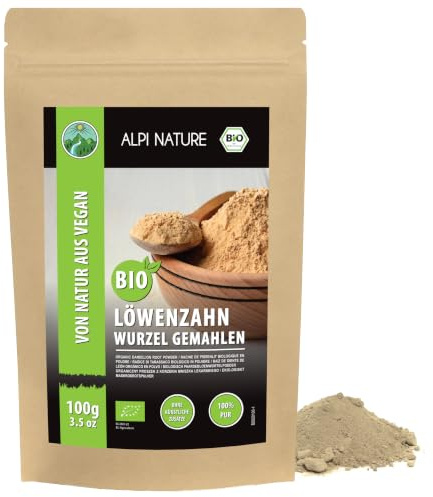 Alpi Nature Radice di Tarassaco in Polvere BIO 100g, bio Radice di Tarassaco Essiccata e Macinata