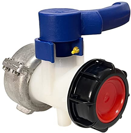 IBC Container Klappenhahn DN40 62mm zu S60x6, IBC Tank Adapter Auslass Regelventil 62mm IG auf S60x6 (60mm) AG, IBC Absperrhahn Auslaufhahn IBC Tank Zubehör für IBC Tank Container Wassertank