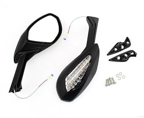 KSHSAA Für Ducati Superbike 959 Panigale 2015-2016 Panigale ABS 2017-2018 Panigale Corse 2018-2020 Motorrad Schwarz Spiegel Set Mit Blinker Spiegel