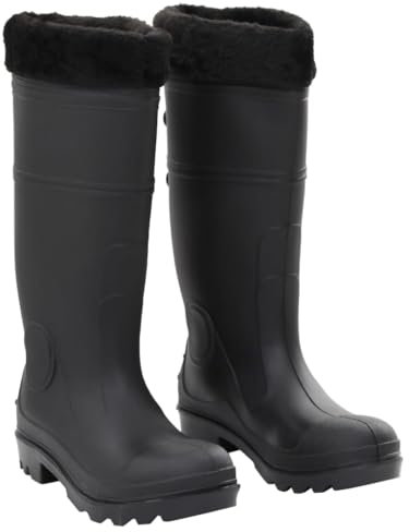 vidaXL Gummistiefel mit Herausnehmbarem Innenfutter, Regenstiefel Rutschfest, Anglerstiefel Wasserdicht, Arbeitsstiefel Gartenstiefel Langschaft Stiefel, Schwarz Größe 38 PVC