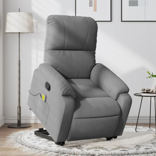 Homgoday Massagesessel mit Aufstehhilfe Fernsehsessel Aufstehsessel Elektrisch Verstellbar Sessel Massagesessel mit Liegefunktion Relaxsessel TV Sessel Wohnzimmer Dunkelgrau Mikrofasergewebe