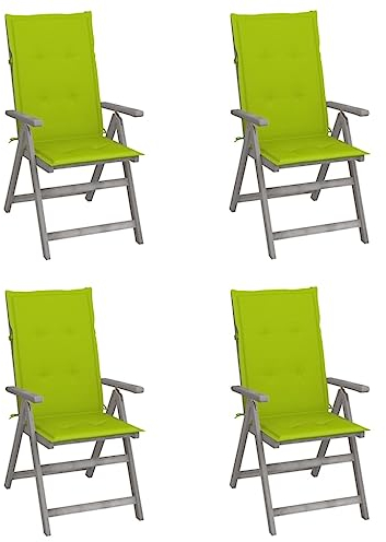 HEFZGDB Hochlehner Verstellbar 4 STK. mit Auflagen Massivholz Akazie Balkonstuhl Loungesessel Sonnenliege Geeignet für den Pool, die Terrasse und die Veranda.