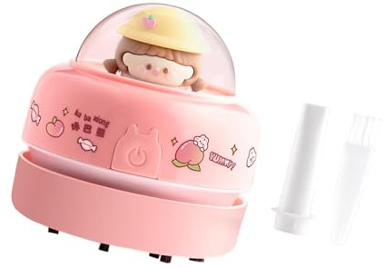 Folpus Aspirateur de Bureau Nettoyeur de Table Mini Portable pour Le Nettoyage Scolaire Gomme miettes, Rose