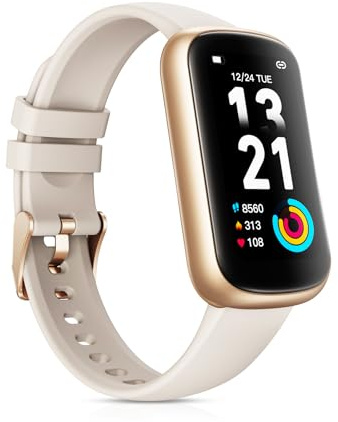 BOALZETD Reloj Inteligente Mujer, Pulsera Actividad con Oxímetro, Sueño, Pulsometro, Podómetro, Caloría, Impermeable 3ATM, Notificación, Smartwatch para Android iOS (Blanco Estrella)