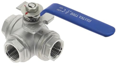 Edelstahl-Ventil, 3-Wege-Kugelhahn aus Edelstahl 304, Typ L, Typ T, 1/4 Zoll, 3/8 Zoll, 1/2 Zoll, 3/4 Zoll, 1 Zoll, DN8, DN10, DN15, DN20, DN25, BSP-Innengewindeventil, 1 Stück (Größe: DN50, Farbe: L-